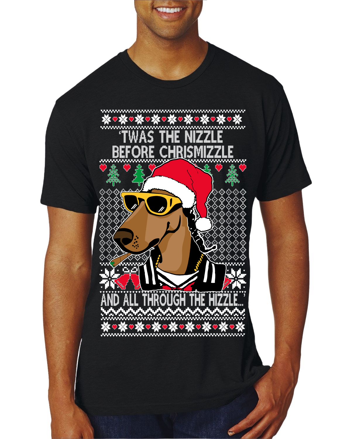 Twas The Nizzle Before Chrismizzle Gangster Dogg Rapper Mens Premium TShirt - Picture 14 of 17