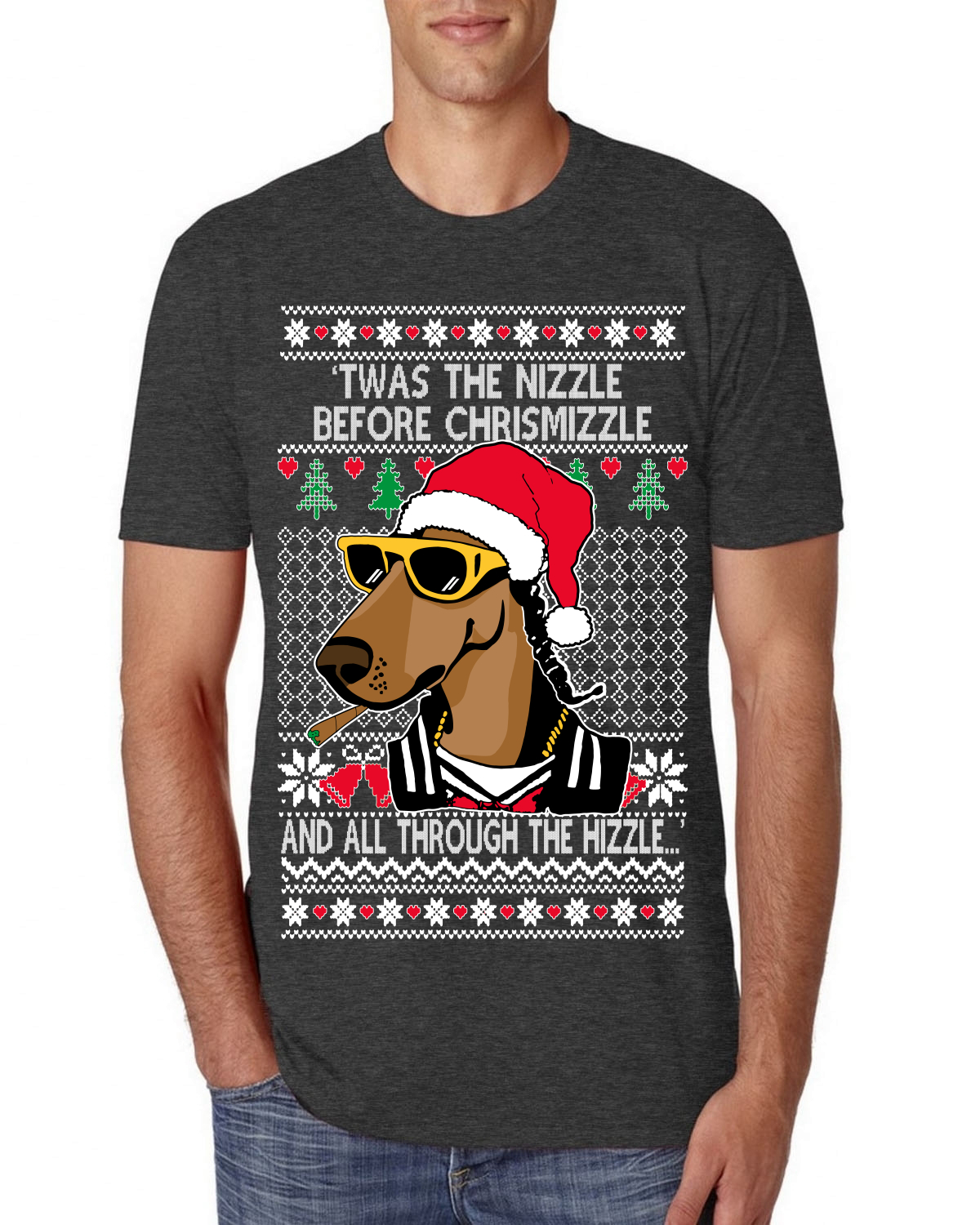 Twas The Nizzle Before Chrismizzle Gangster Dogg Rapper Mens Premium TShirt - Picture 7 of 17