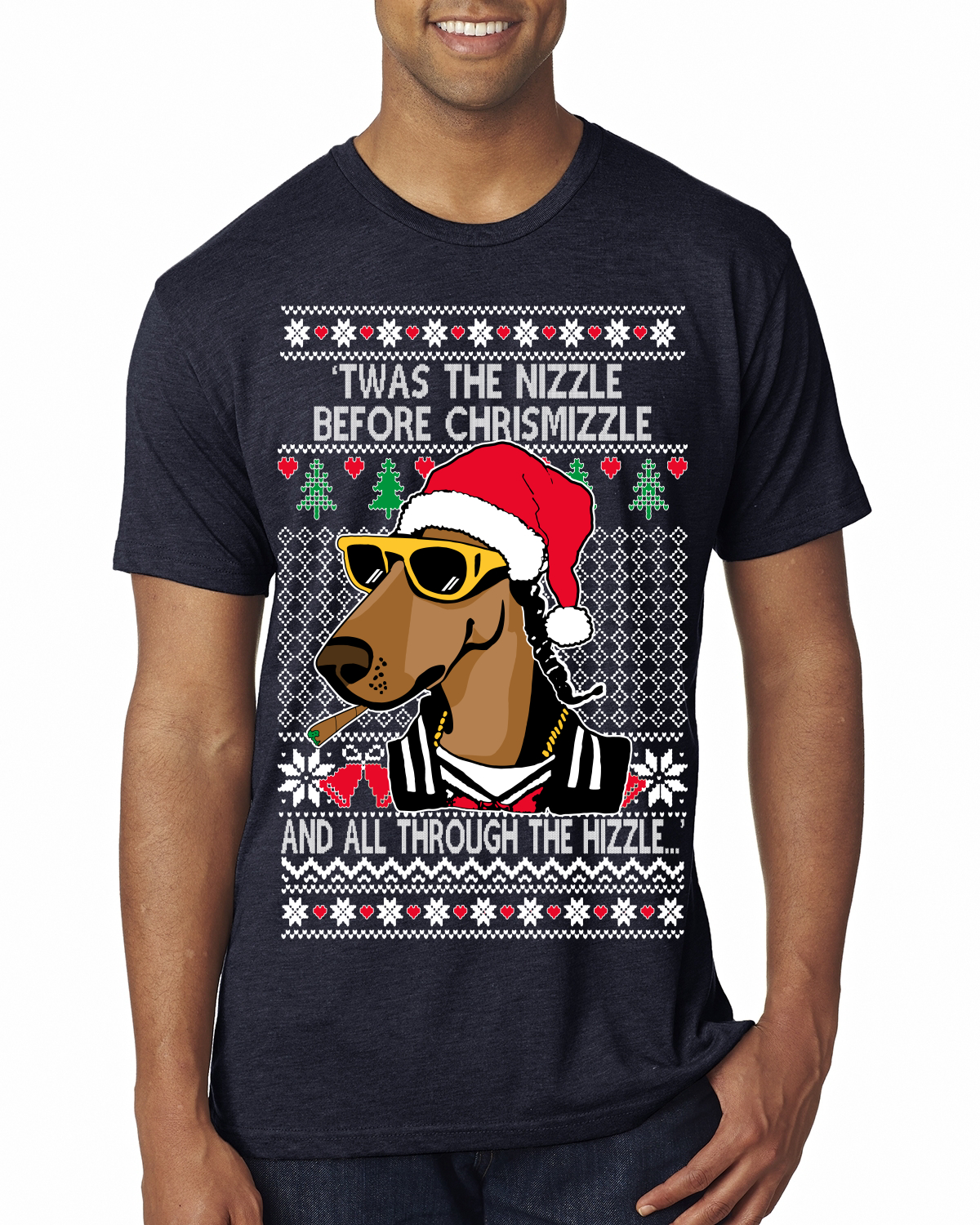 Twas The Nizzle Before Chrismizzle Gangster Dogg Rapper Mens Premium TShirt - Picture 8 of 17