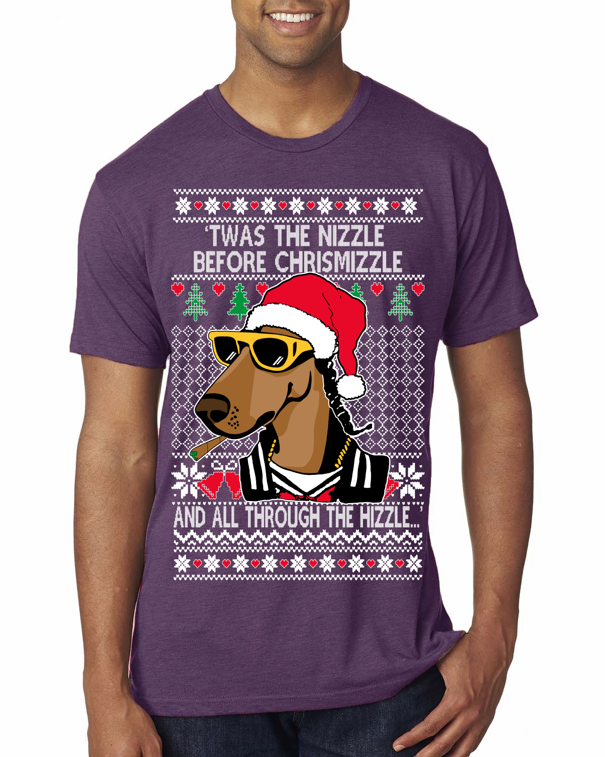 Twas The Nizzle Before Chrismizzle Gangster Dogg Rapper Mens Premium TShirt - Picture 9 of 17