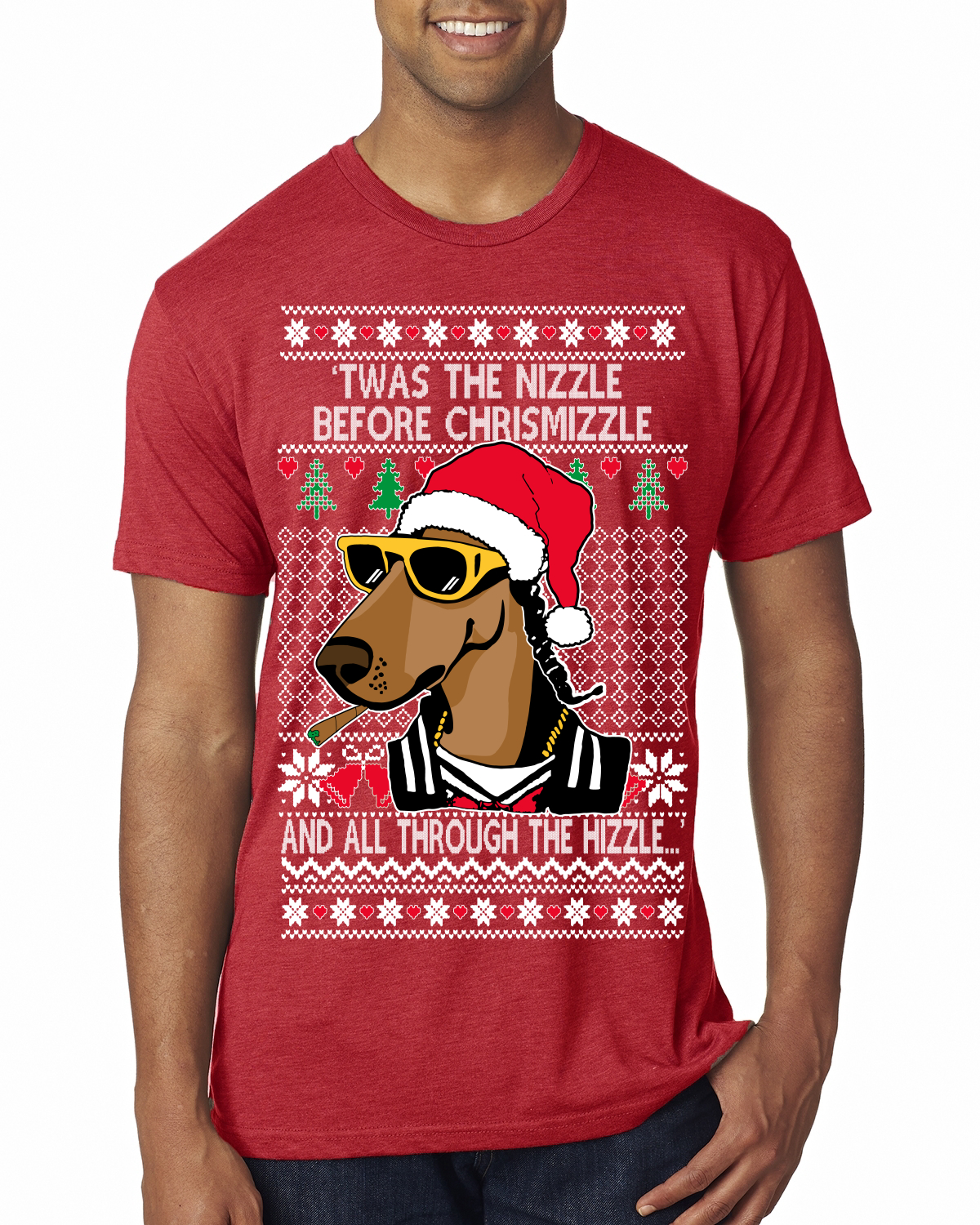 Twas The Nizzle Before Chrismizzle Gangster Dogg Rapper Mens Premium TShirt - Picture 10 of 17