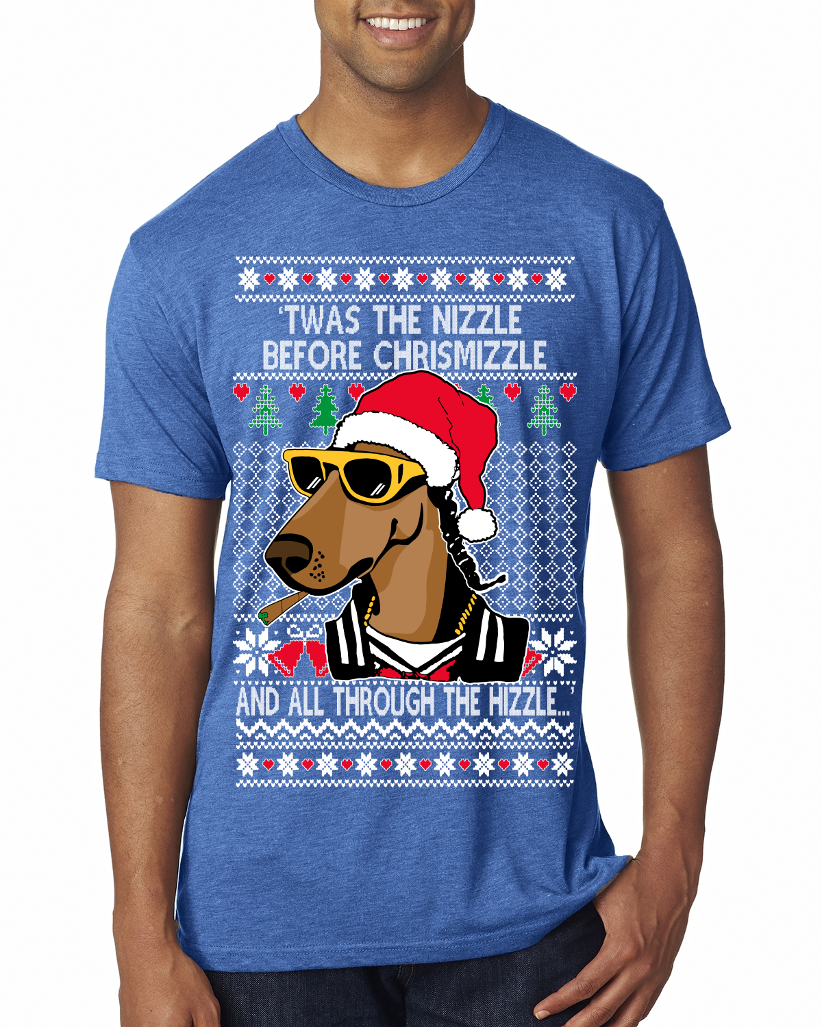 Twas The Nizzle Before Chrismizzle Gangster Dogg Rapper Mens Premium TShirt - Picture 11 of 17