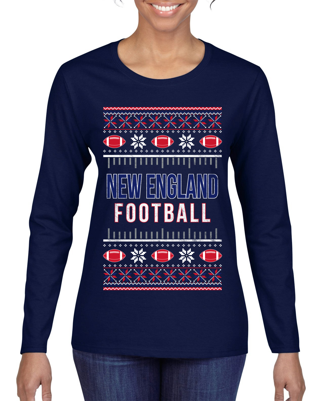 City of New England NE American Football Womens Graphic Long Sleeve T-Shirt - Picture 2 of 2