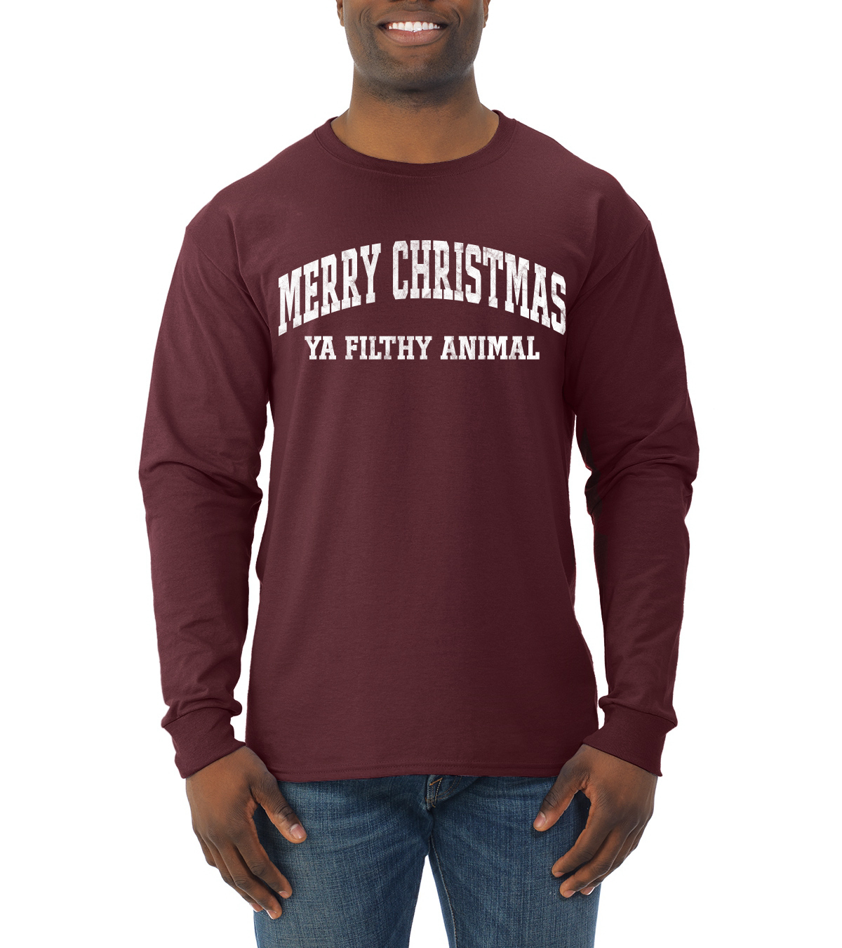 Vintage Home Classic Holiday Movie Quotes Mark Men Long Sleeve Shirt Maroon