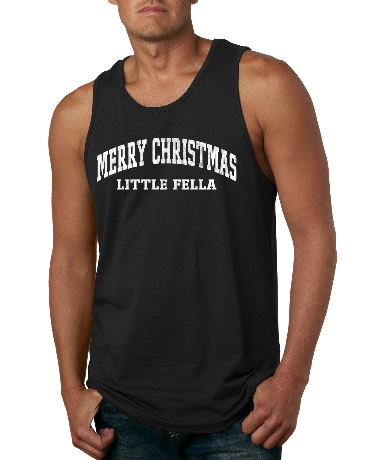 Camiseta sin mangas negra vintage para hombre con citas clásicas de películas navideñas para hogar - Imagen 6 de 8