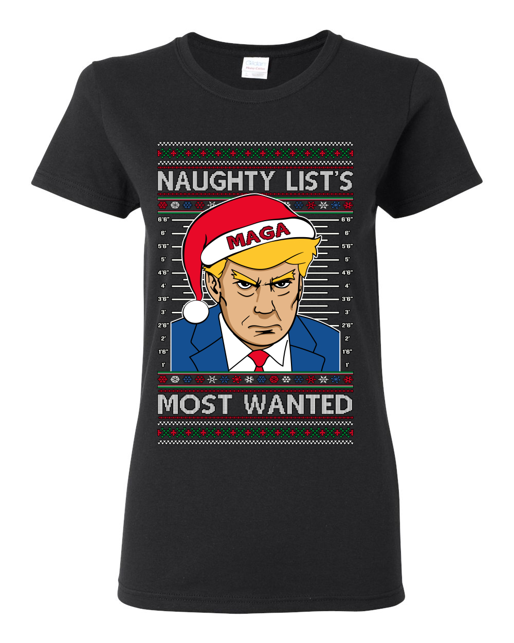 Camiseta gráfica para mujer Naughty List's Most Wanted Trump Mugshot - Imagen 3 de 13