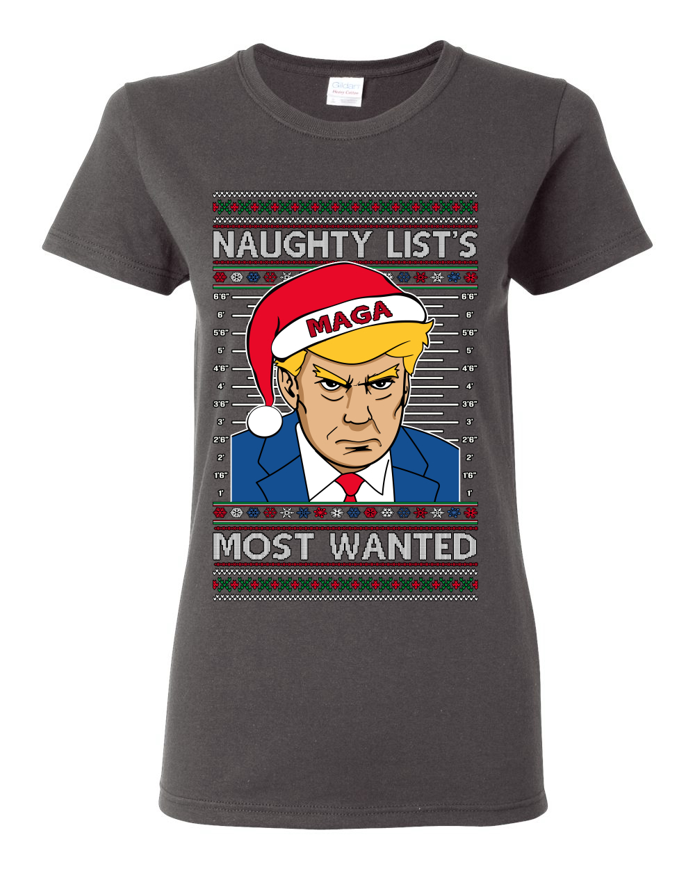 Camiseta gráfica para mujer Naughty List's Most Wanted Trump Mugshot - Imagen 4 de 13