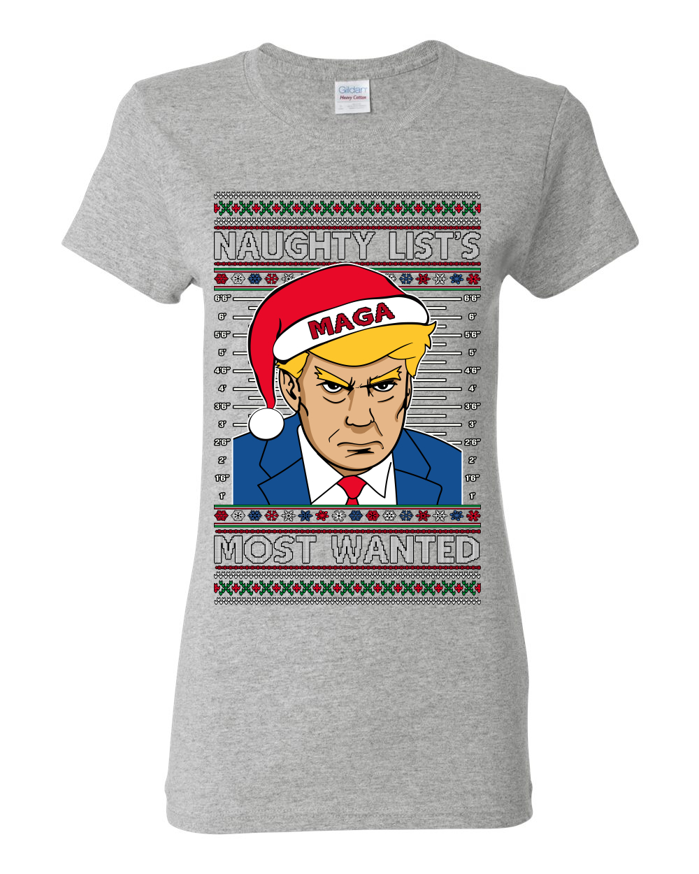 Camiseta gráfica para mujer Naughty List's Most Wanted Trump Mugshot - Imagen 6 de 13