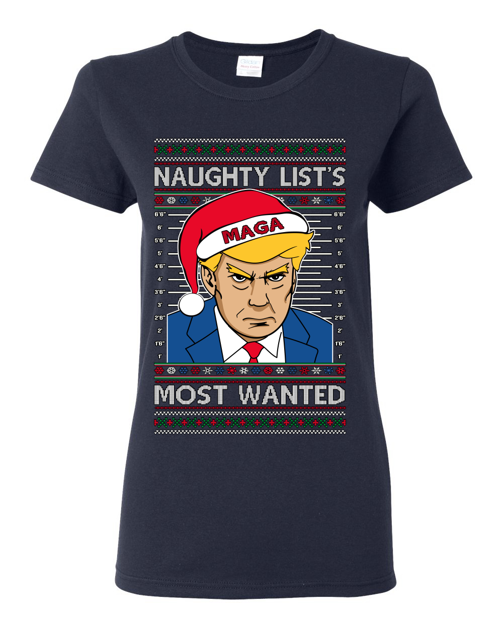 Camiseta gráfica para mujer Naughty List's Most Wanted Trump Mugshot - Imagen 9 de 13
