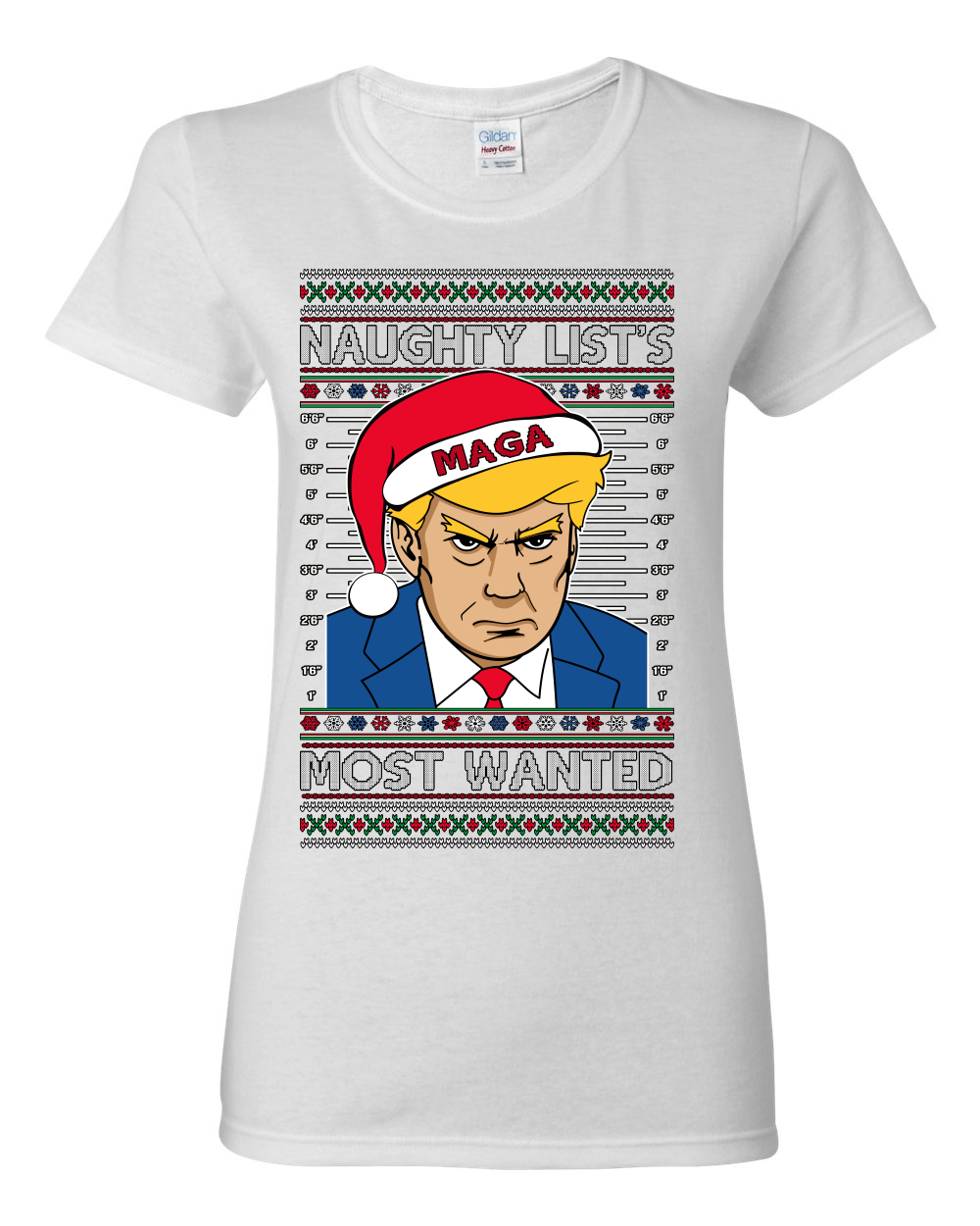 Camiseta gráfica para mujer Naughty List's Most Wanted Trump Mugshot - Imagen 13 de 13
