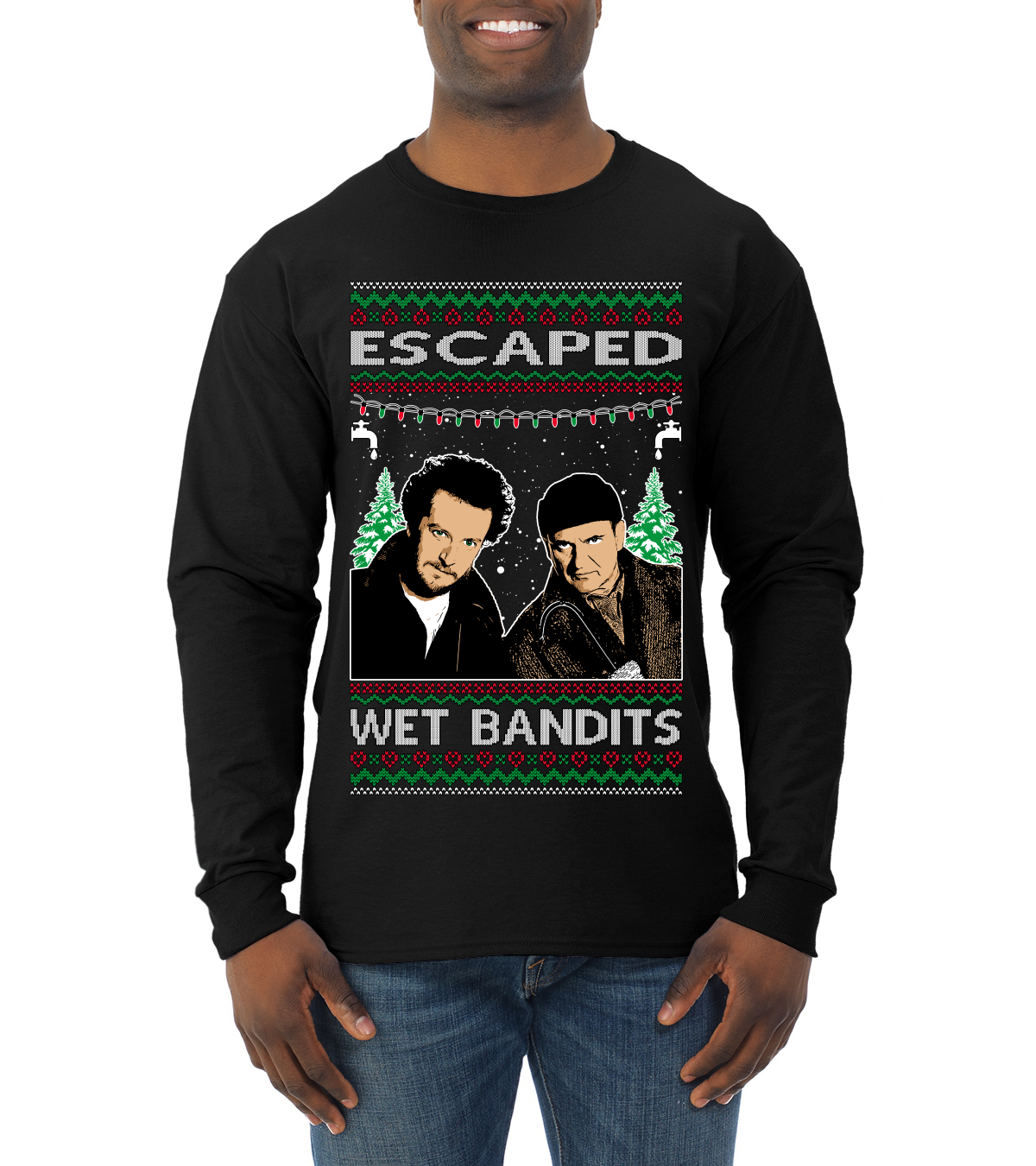 Escaped Bandits Classic Home Holiday Movie Men Long Sleeve Shirt