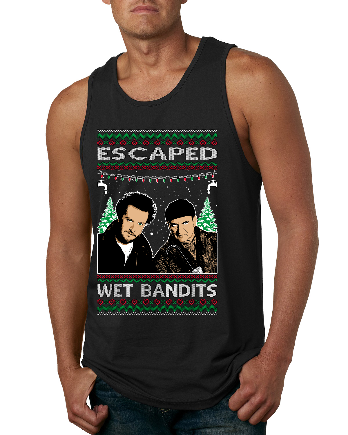 Camiseta sin mangas clásica de Escaped Bandits para hombre película de vacaciones en casa - Imagen 3 de 9