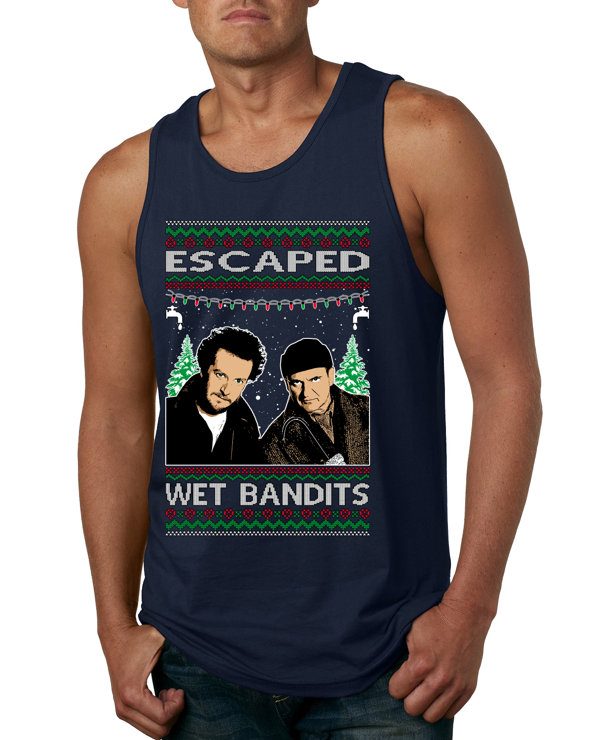 Camiseta sin mangas clásica de Escaped Bandits para hombre película de vacaciones en casa - Imagen 6 de 9