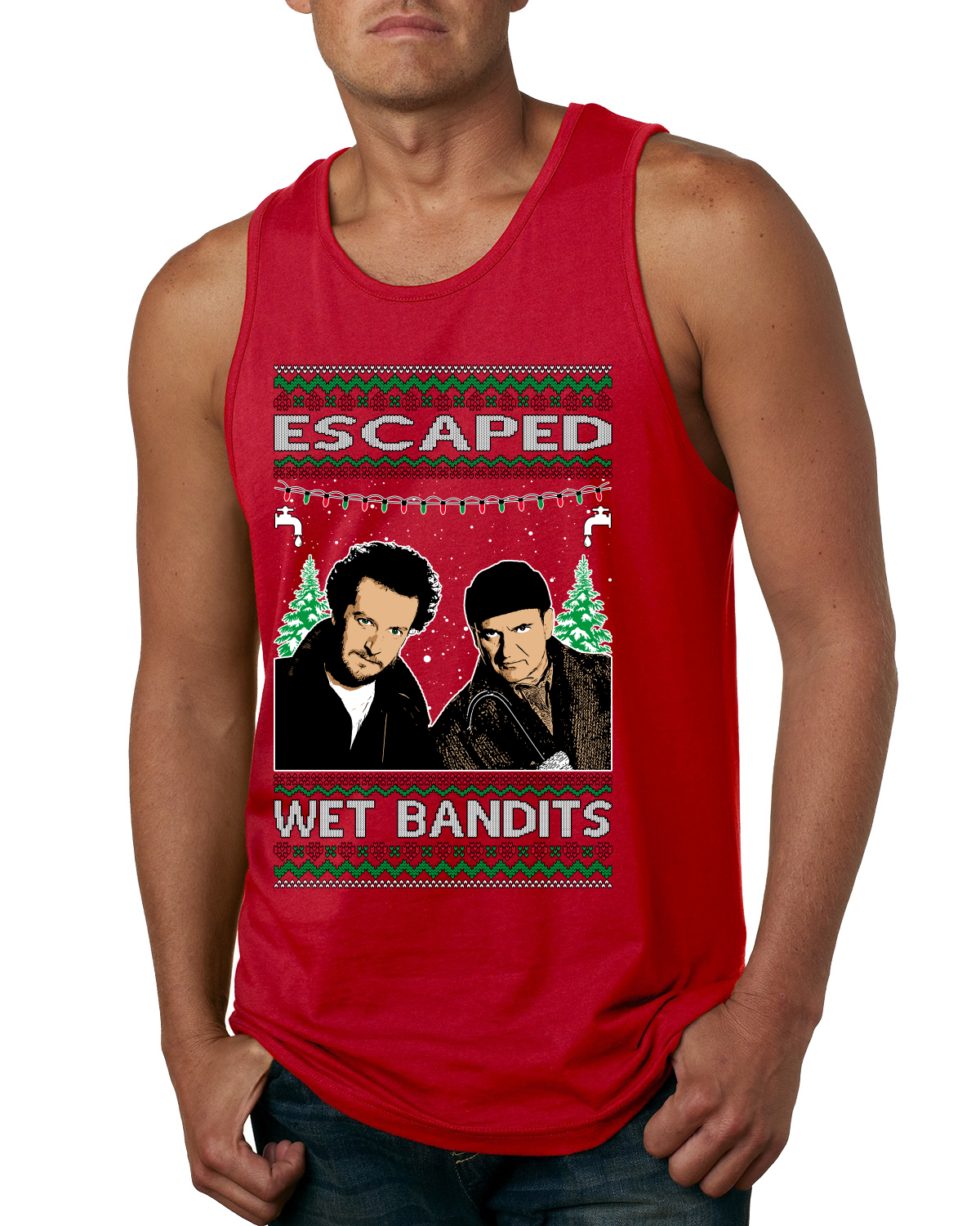 Camiseta sin mangas clásica de Escaped Bandits para hombre película de vacaciones en casa - Imagen 7 de 9