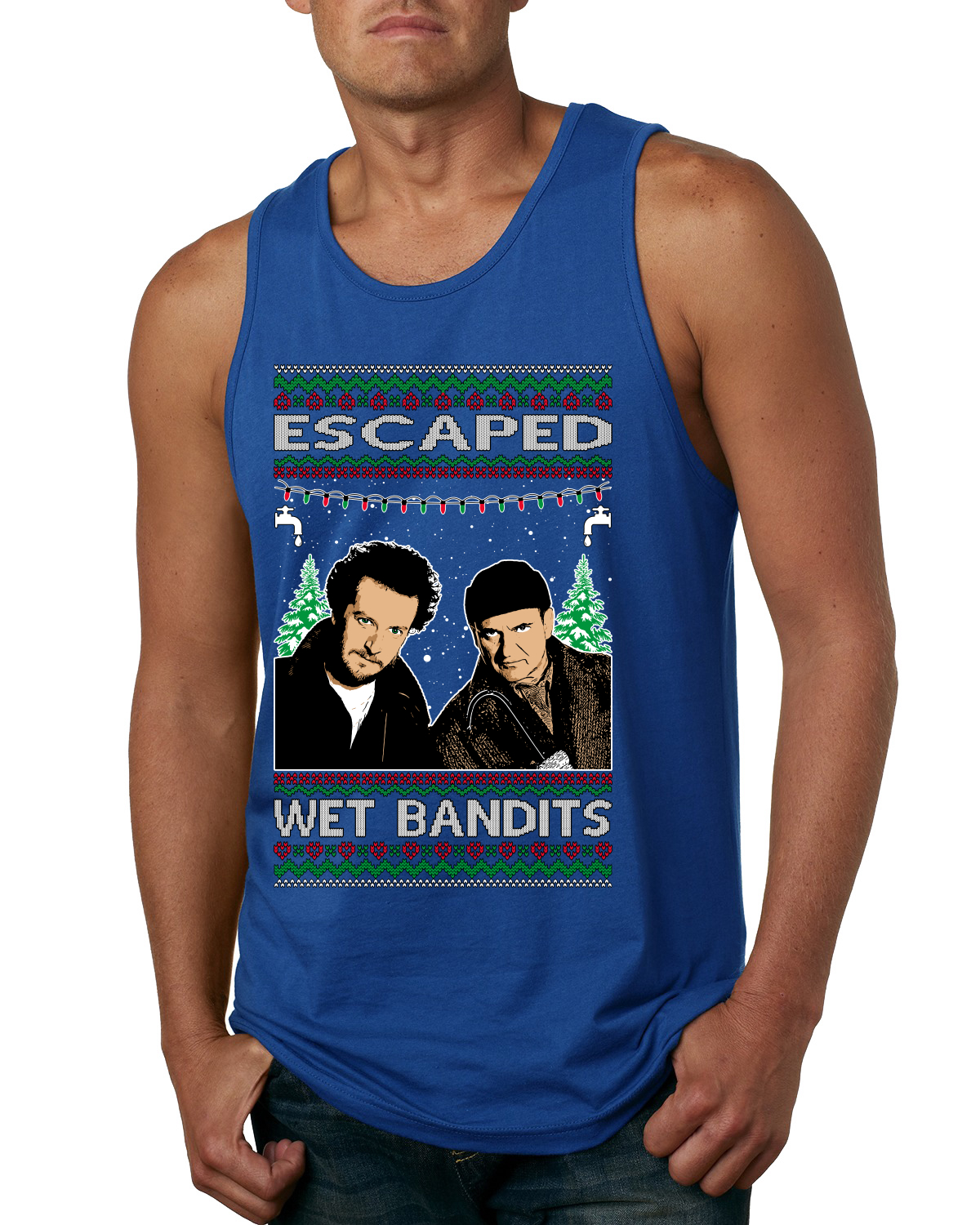 Camiseta sin mangas clásica de Escaped Bandits para hombre película de vacaciones en casa - Imagen 8 de 9