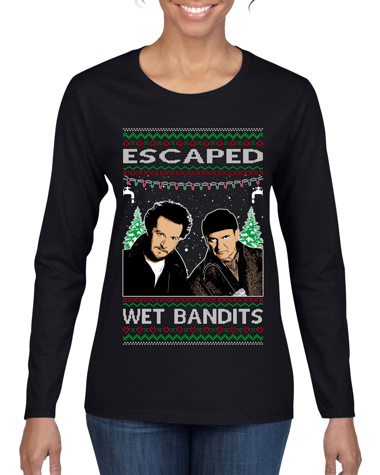 Langarm-T-Shirt Escaped Bandits klassisches Heim Urlaub Film Damen Grafik - Bild 3 von 10