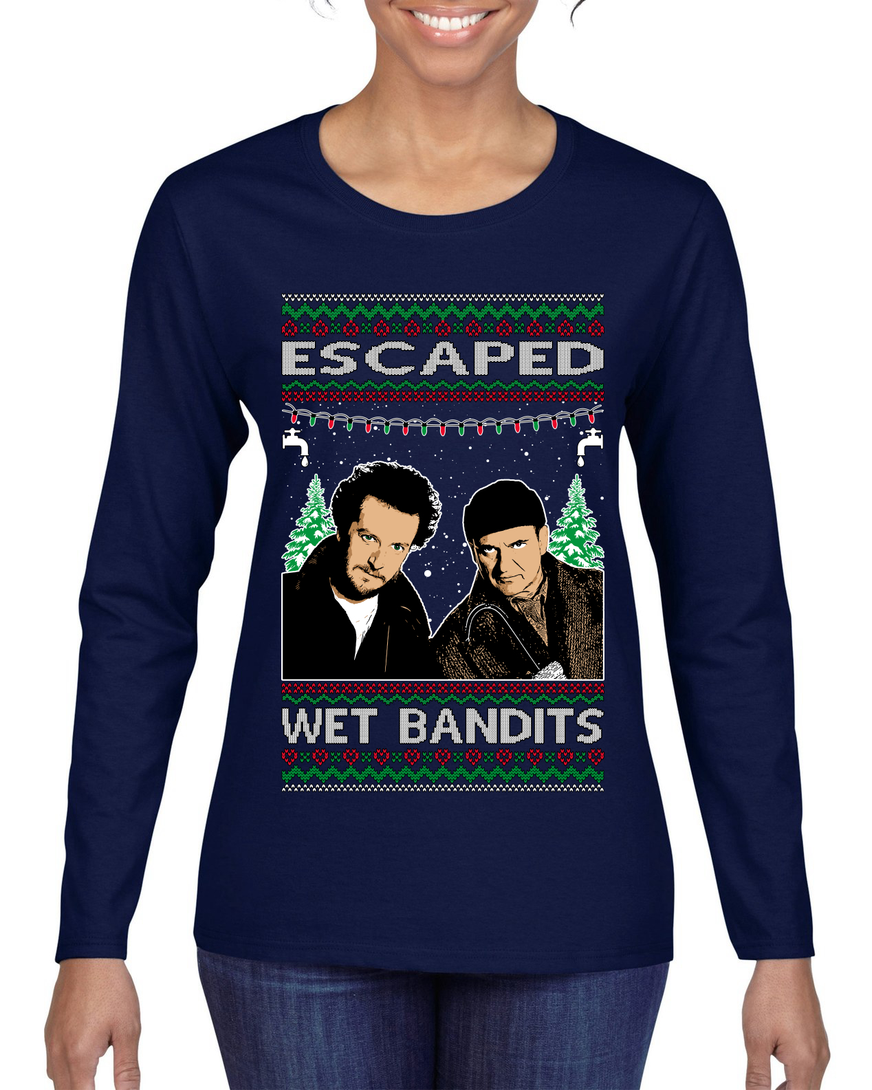 Langarm-T-Shirt Escaped Bandits klassisches Heim Urlaub Film Damen Grafik - Bild 6 von 10