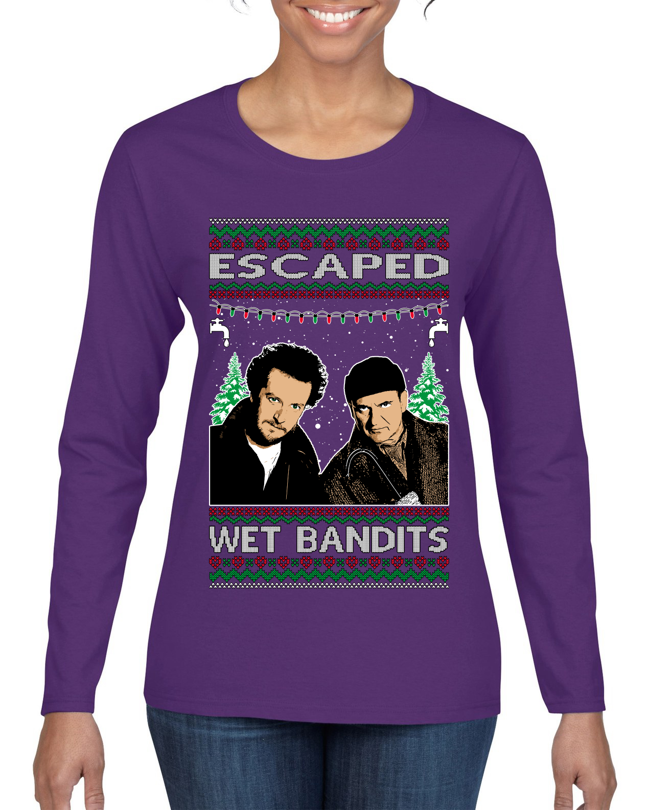 Langarm-T-Shirt Escaped Bandits klassisches Heim Urlaub Film Damen Grafik - Bild 7 von 10