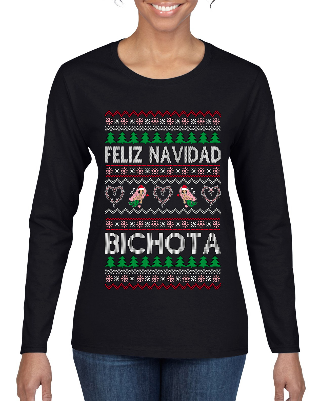 Camiseta para mujer Feliz Navidad Bichota manga larga - Imagen 3 de 11