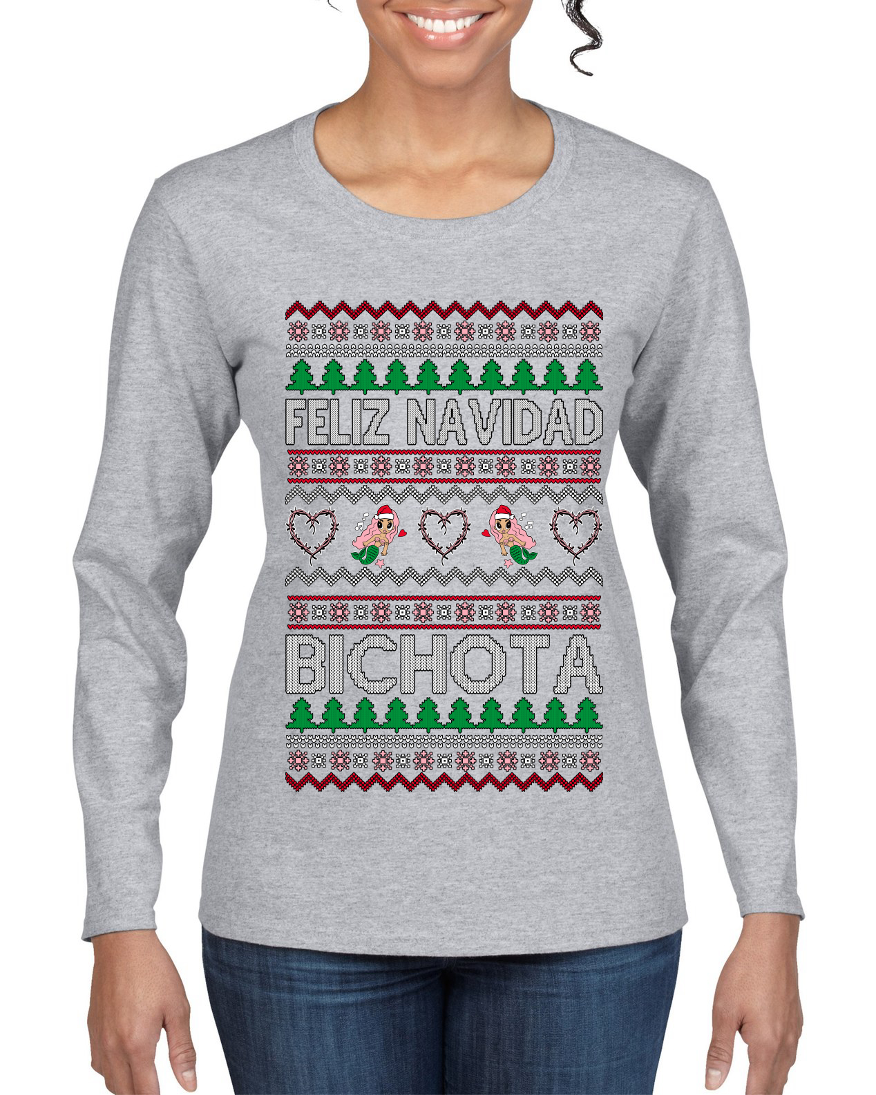 Camiseta para mujer Feliz Navidad Bichota manga larga - Imagen 4 de 11