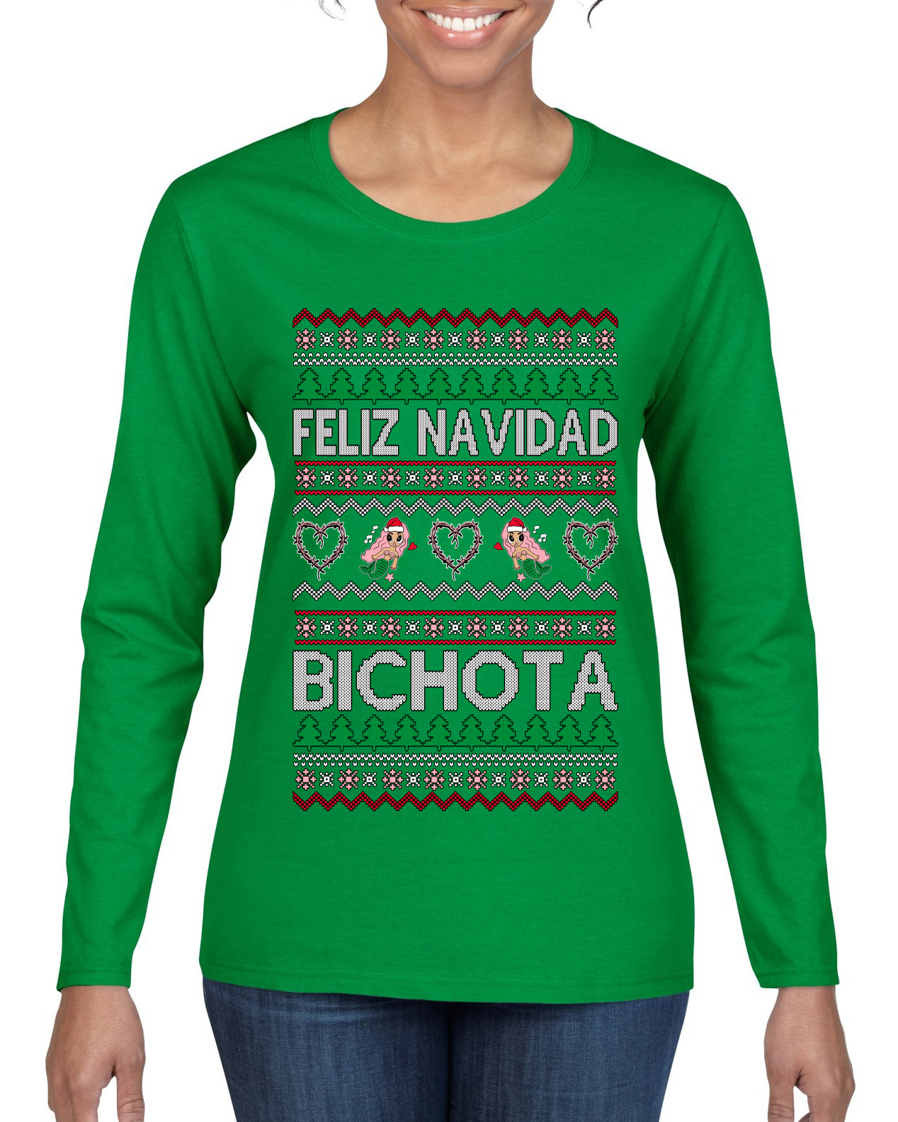 Camiseta para mujer Feliz Navidad Bichota manga larga - Imagen 5 de 11