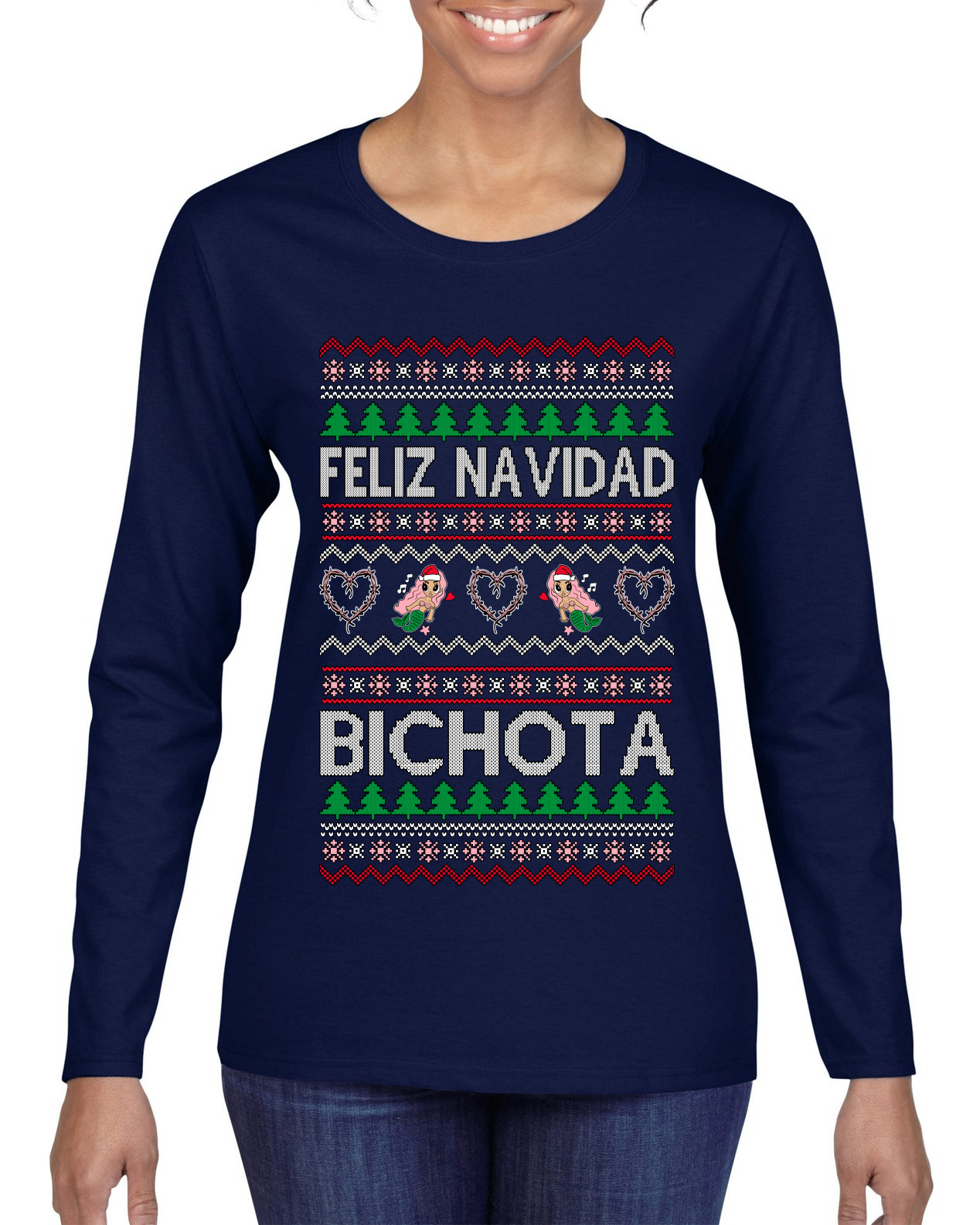 Camiseta para mujer Feliz Navidad Bichota manga larga - Imagen 7 de 11