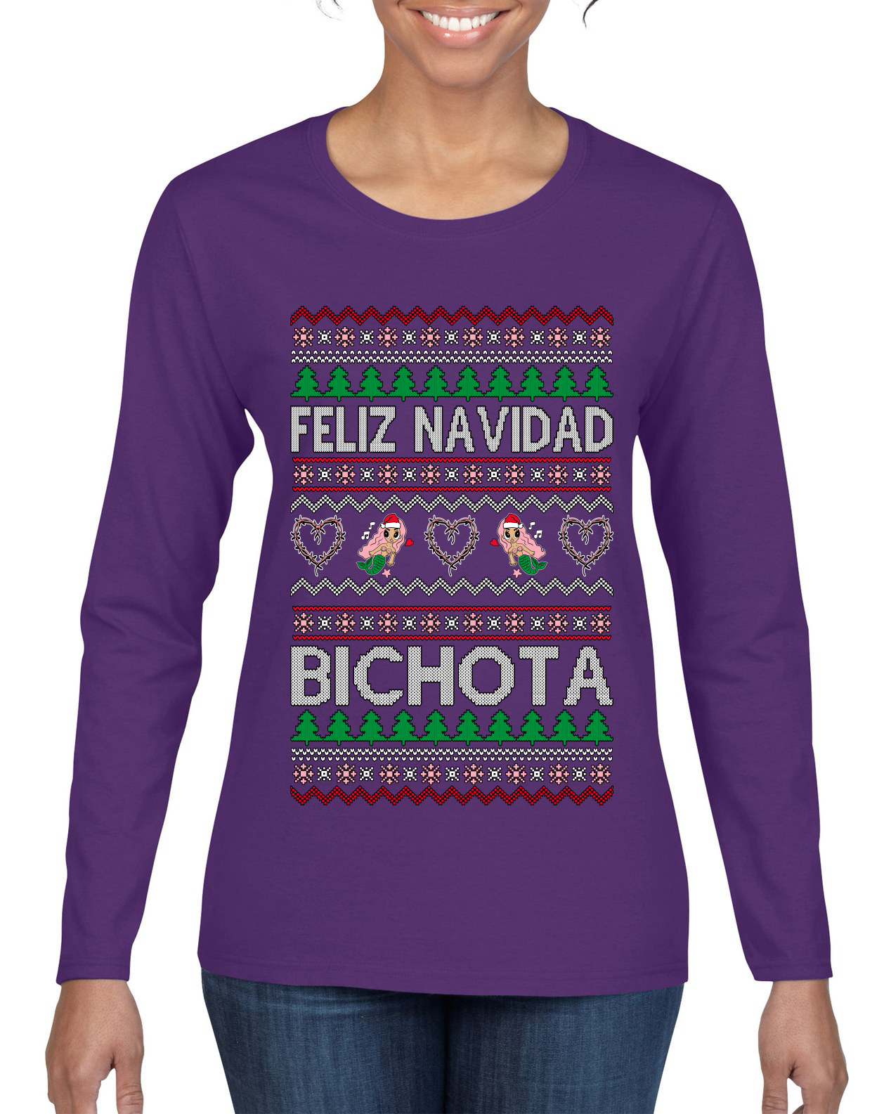 Camiseta para mujer Feliz Navidad Bichota manga larga - Imagen 8 de 11