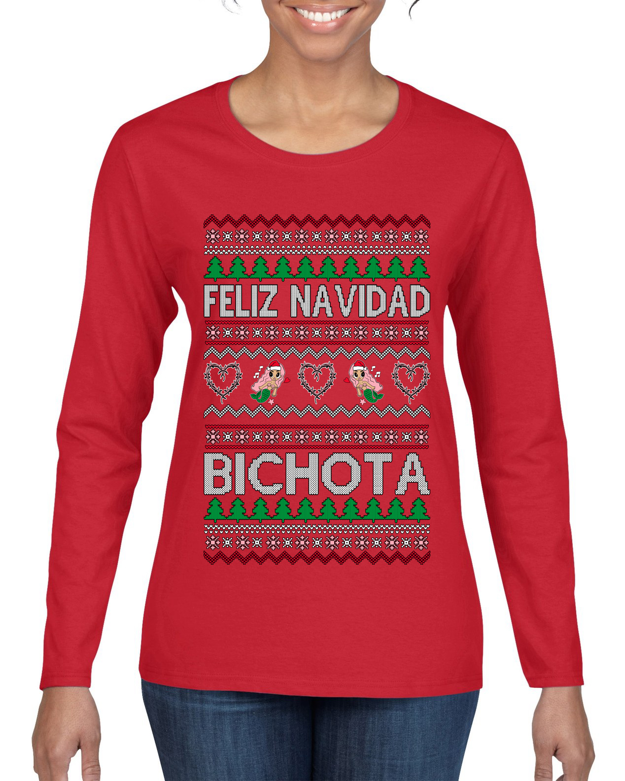 Camiseta para mujer Feliz Navidad Bichota manga larga - Imagen 9 de 11