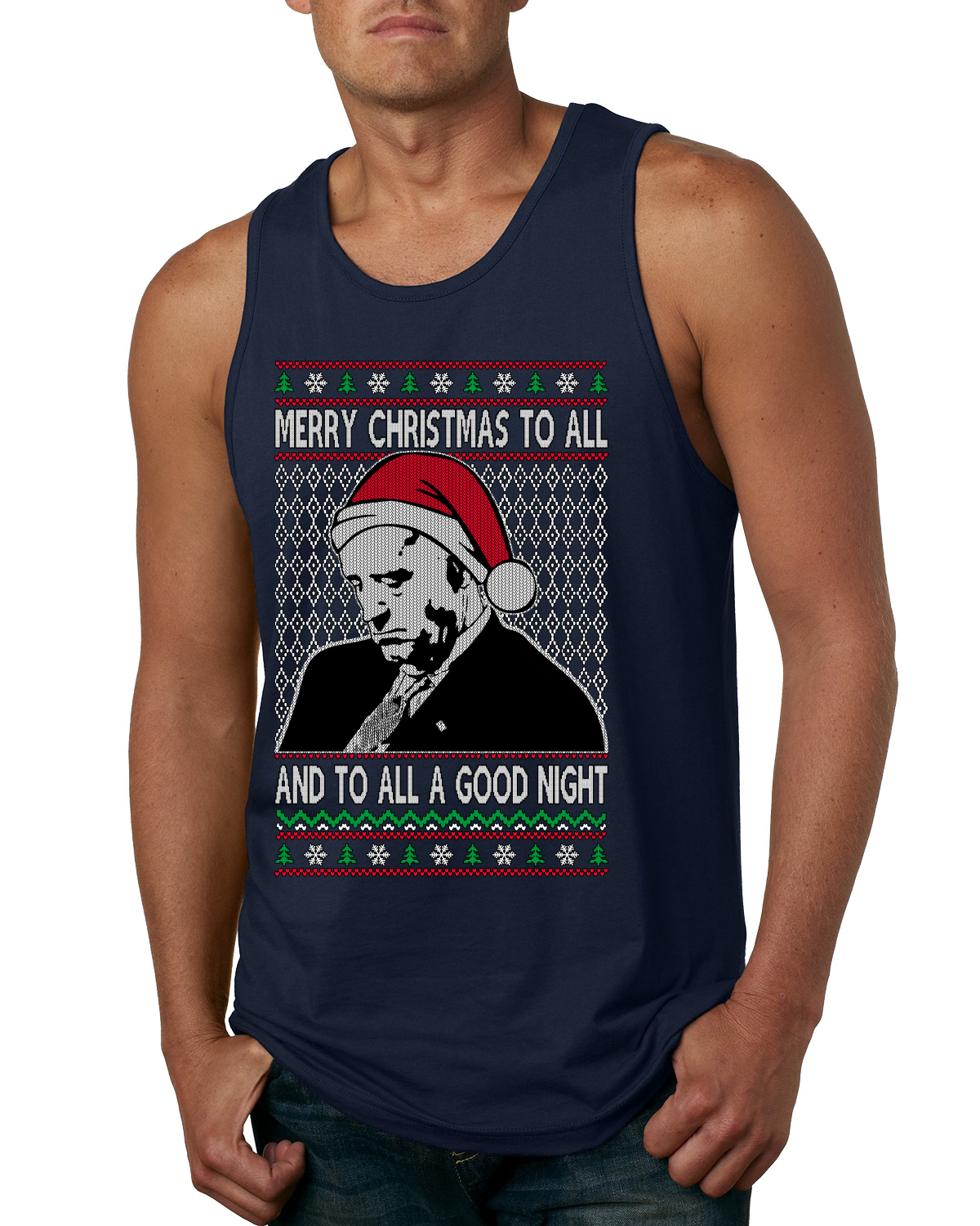 Camiseta sin mangas Sleepy Joe Merry Navidad To All And All A Good Night para hombre - Imagen 6 de 9