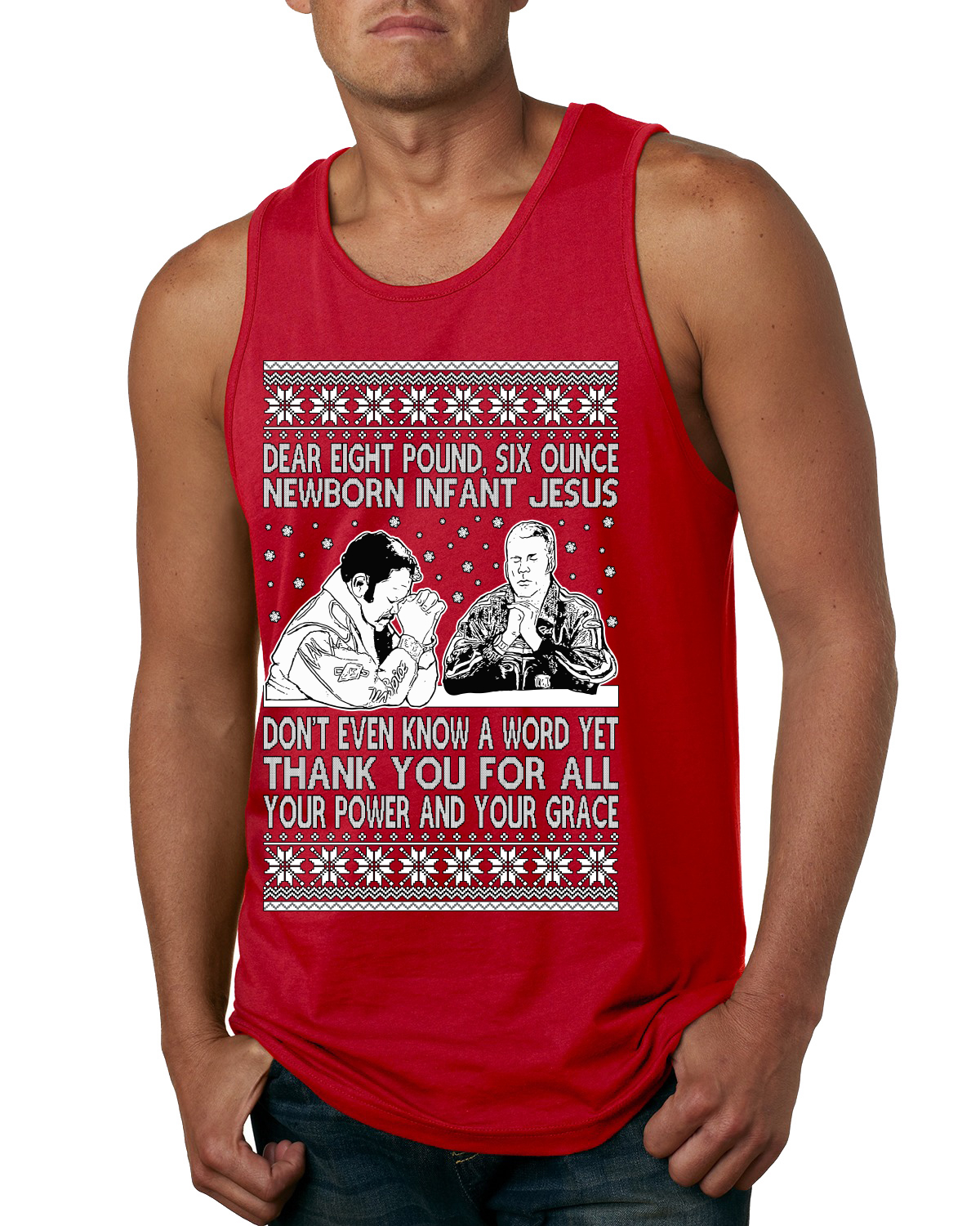 Camiseta sin mangas 8 libras 6 onzas Baby Jesus Shake and Hornear para hombre - Imagen 7 de 9