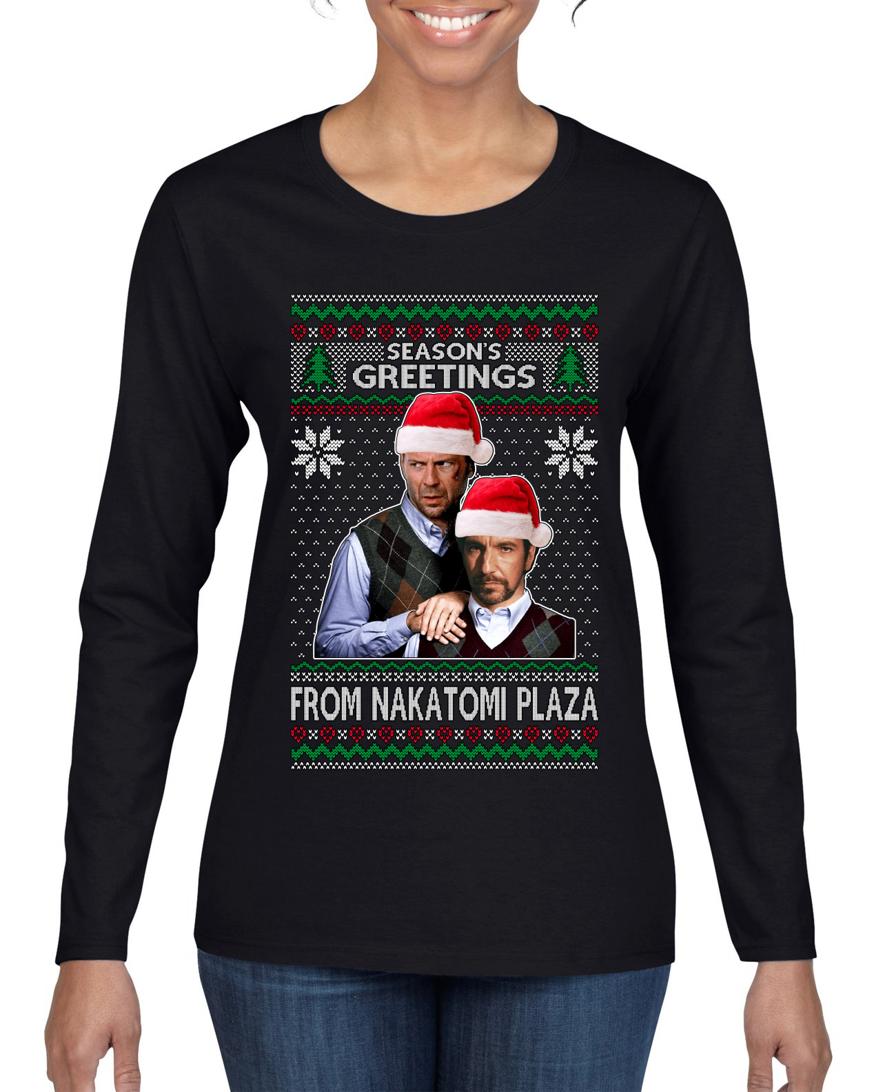 Seasons Greeting From Nakatomi Plaza Women Graphic Long Sleeve TShirt