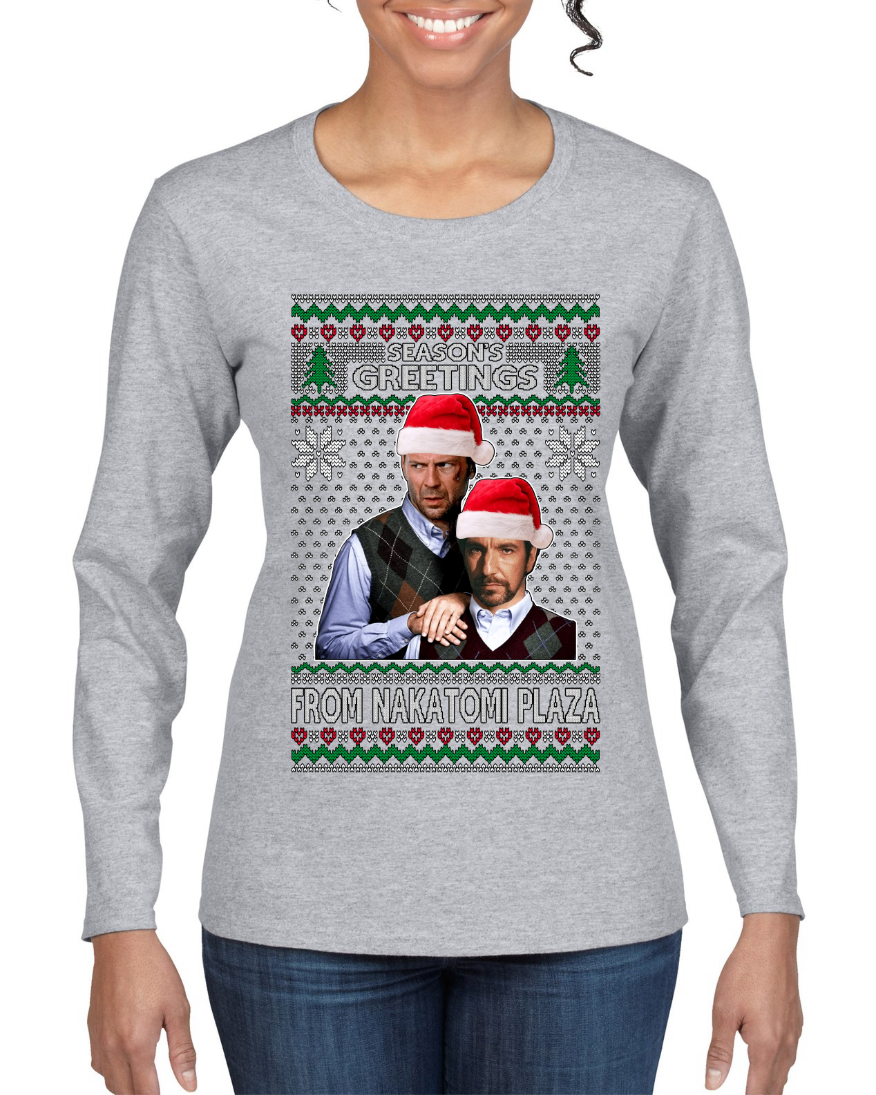 Seasons Greeting From Nakatomi Plaza Women Graphic Long Sleeve TShirt