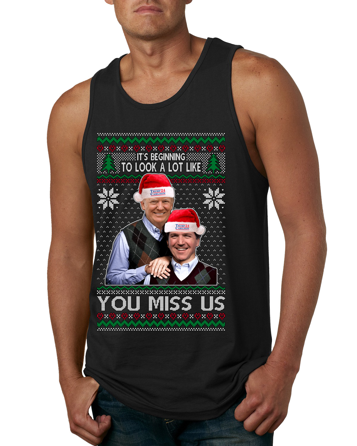 Camiseta sin mangas Beginning To Look Like You Miss Us Trump Carlson 24 para hombre - Imagen 2 de 8