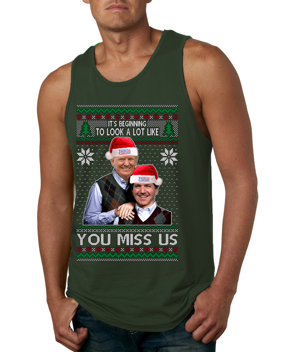 Camiseta sin mangas Beginning To Look Like You Miss Us Trump Carlson 24 para hombre - Imagen 3 de 8