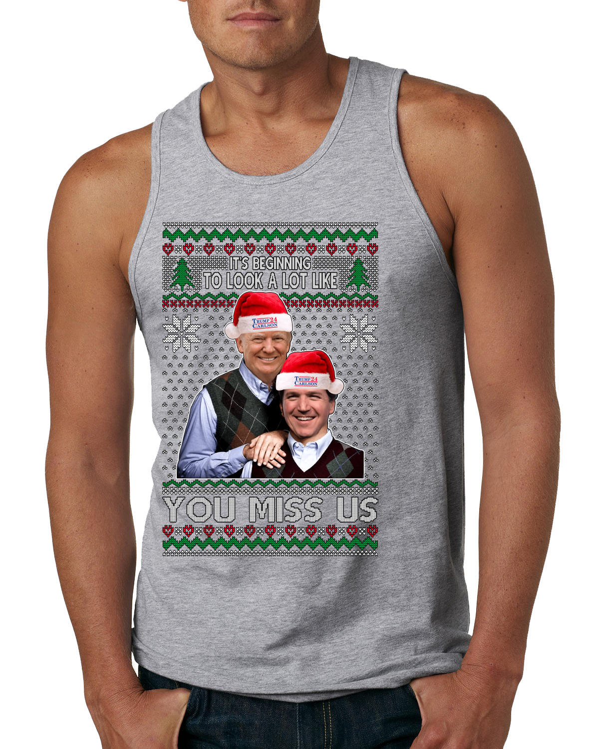 Camiseta sin mangas Beginning To Look Like You Miss Us Trump Carlson 24 para hombre - Imagen 4 de 8