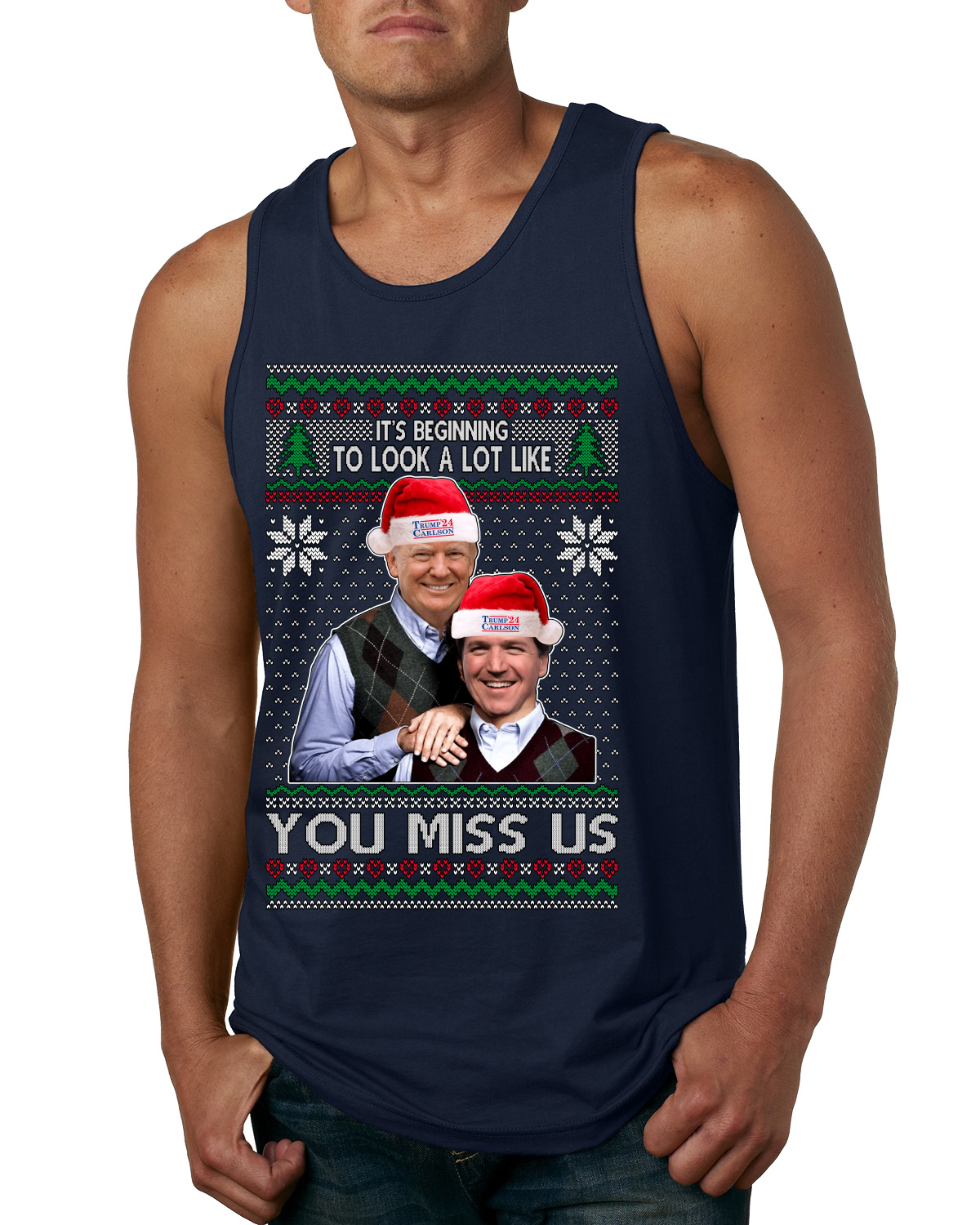 Camiseta sin mangas Beginning To Look Like You Miss Us Trump Carlson 24 para hombre - Imagen 5 de 8