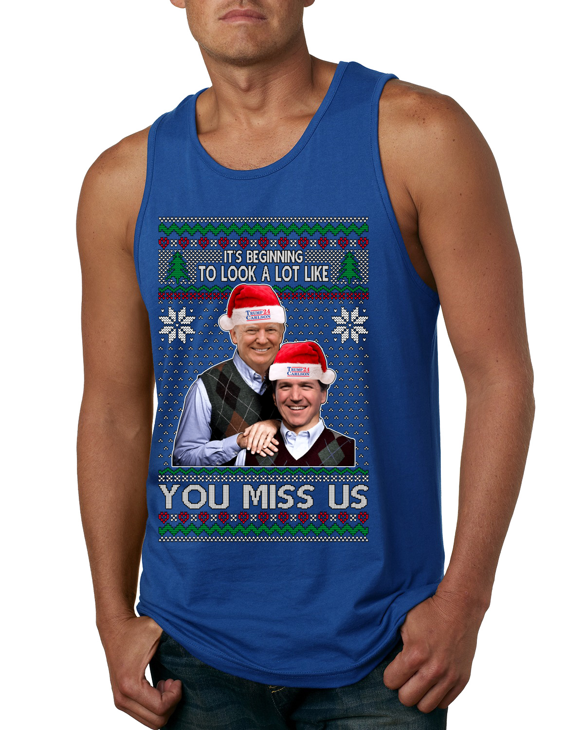 Camiseta sin mangas Beginning To Look Like You Miss Us Trump Carlson 24 para hombre - Imagen 7 de 8
