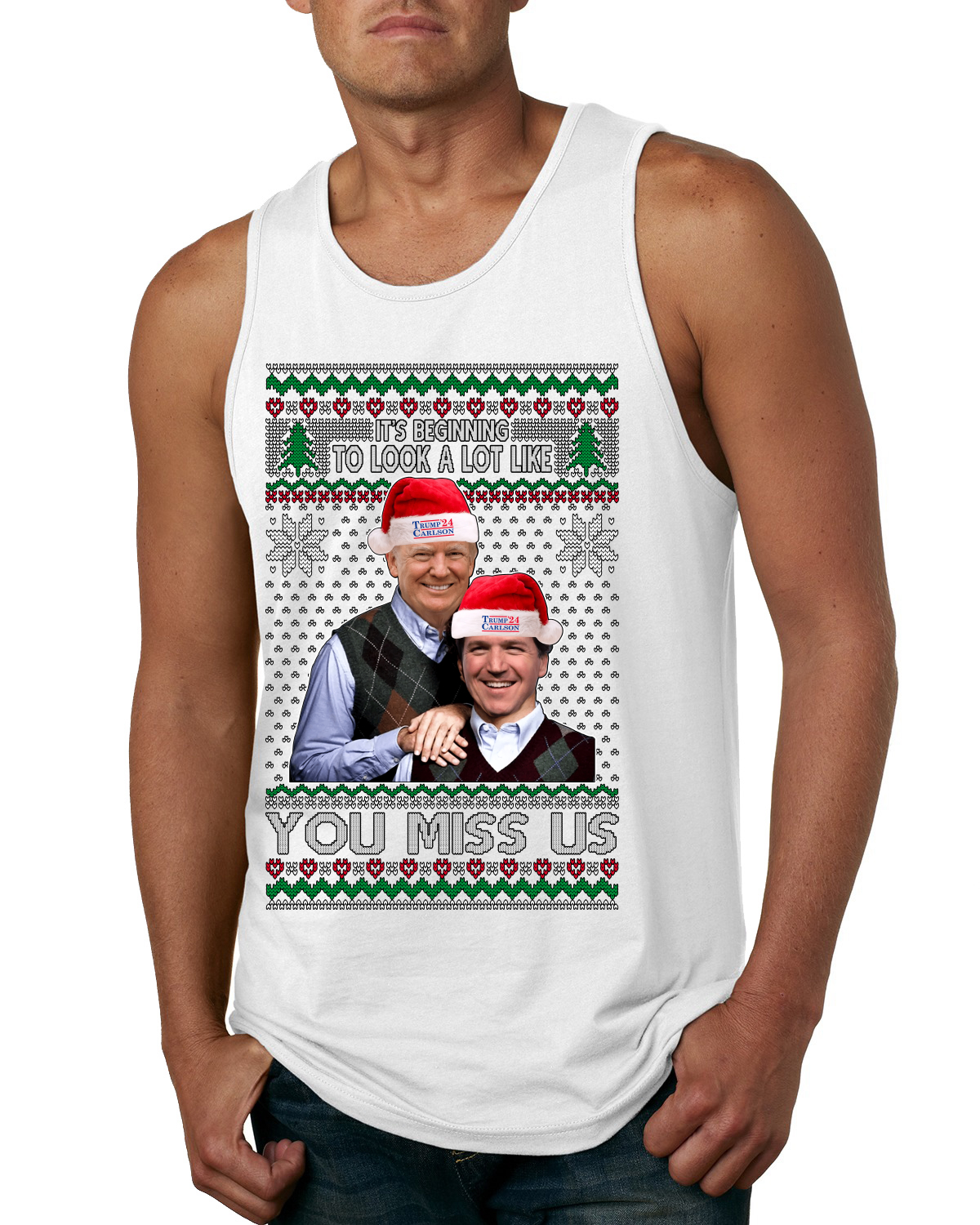 Camiseta sin mangas Beginning To Look Like You Miss Us Trump Carlson 24 para hombre - Imagen 8 de 8