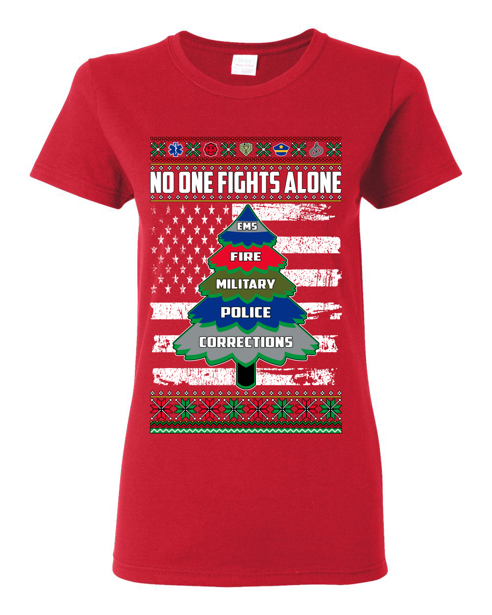 Camiseta No One Fights Alone Holiday First Responder Policía Bomberos Emt Mujeres - Imagen 10 de 12