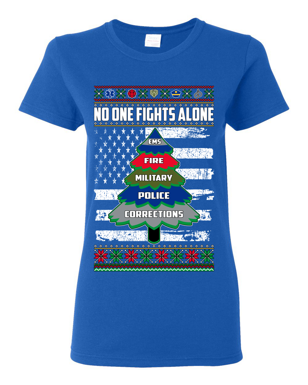 Camiseta No One Fights Alone Holiday First Responder Policía Bomberos Emt Mujeres - Imagen 11 de 12