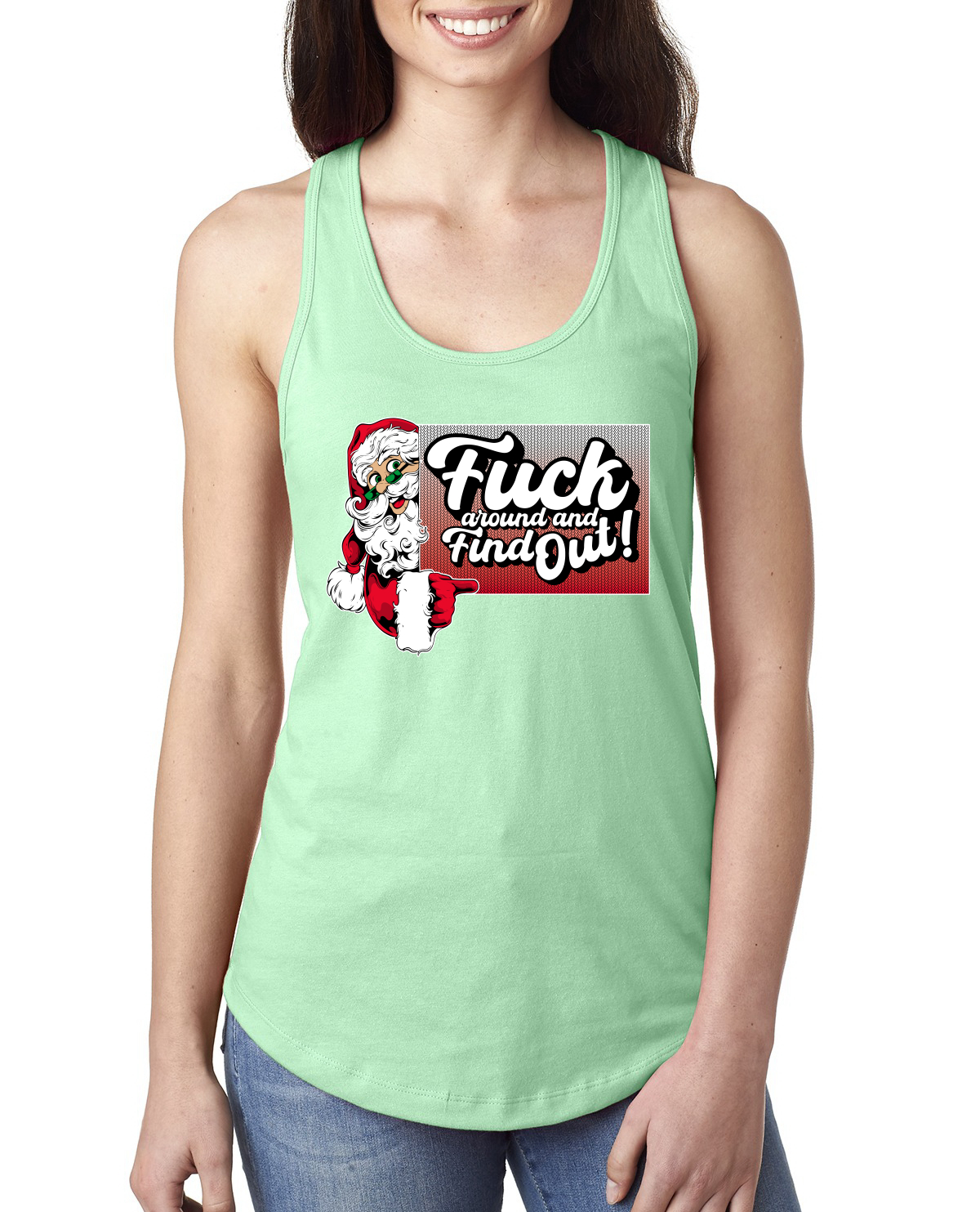 Camiseta sin mangas F Around And Find Out Santa Sign Damas Racerback - Imagen 10 de 12