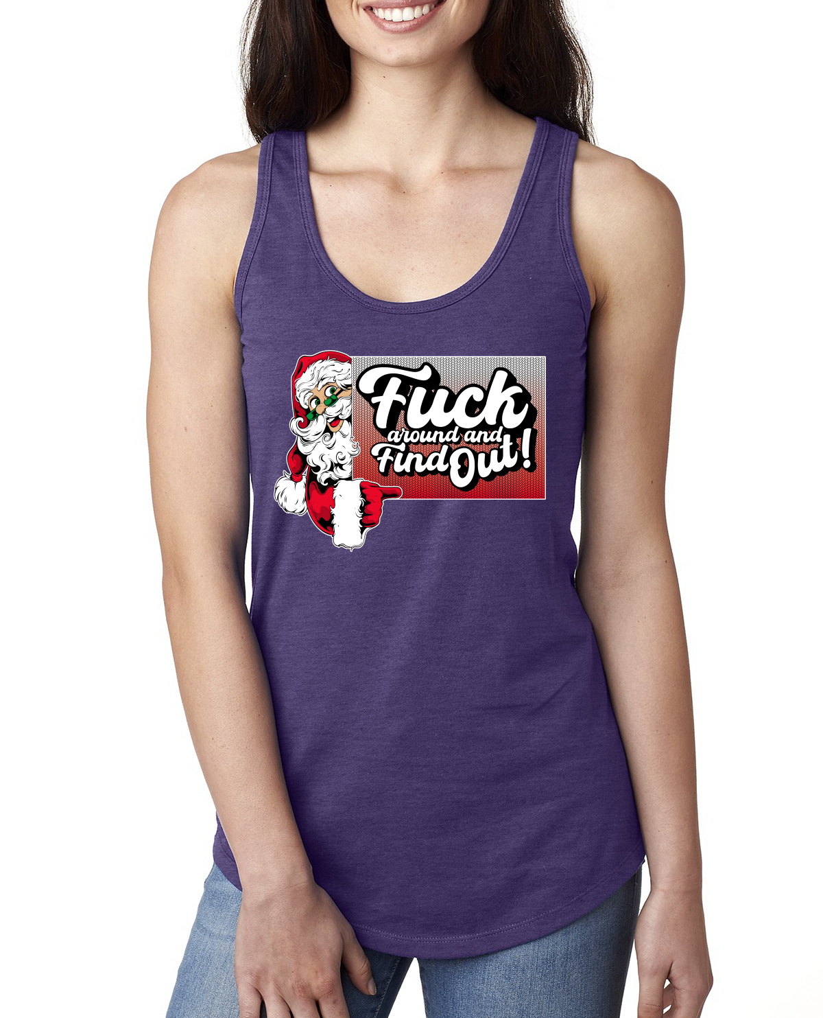 Camiseta sin mangas F Around And Find Out Santa Sign Damas Racerback - Imagen 11 de 12