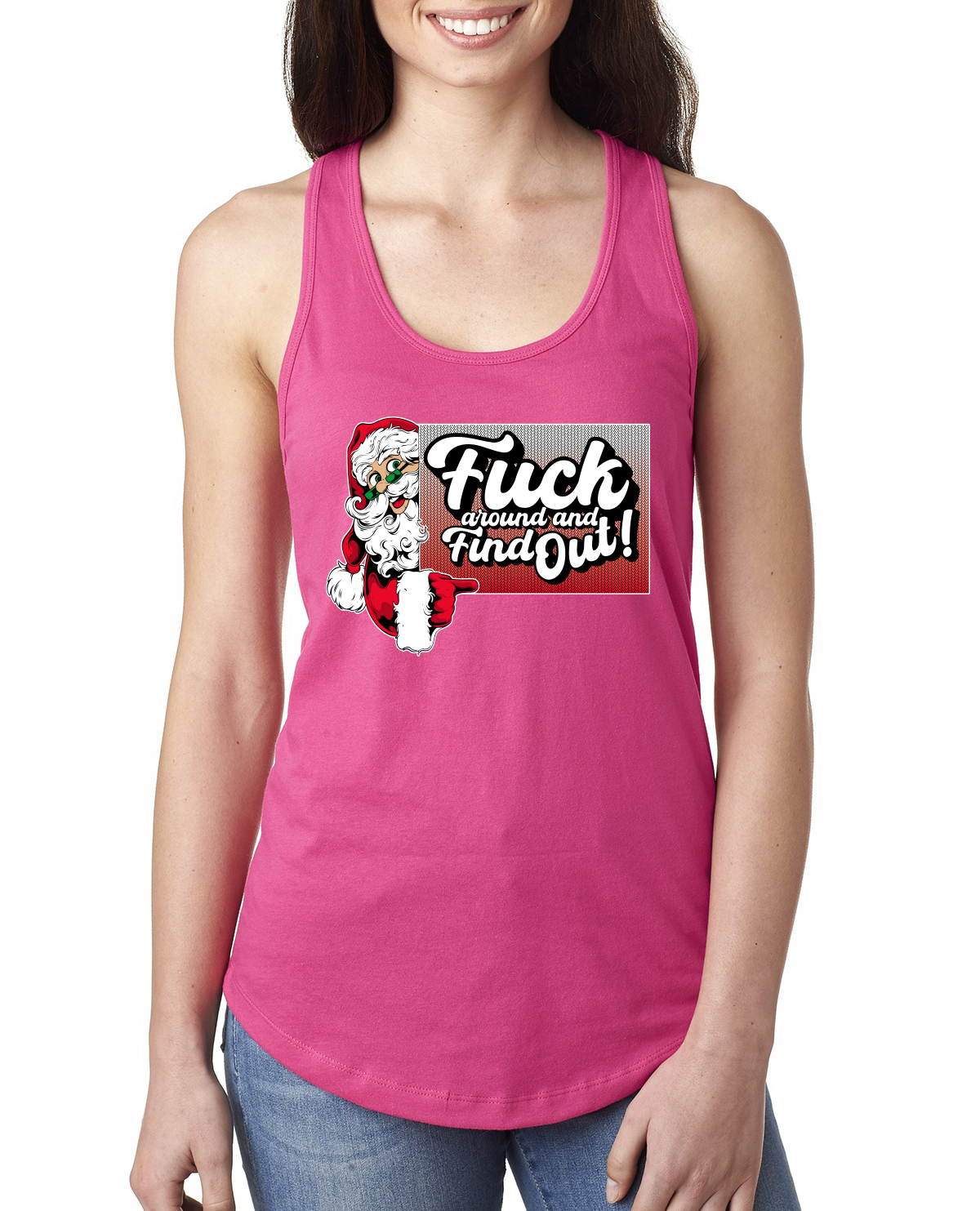 Camiseta sin mangas F Around And Find Out Santa Sign Damas Racerback - Imagen 12 de 12