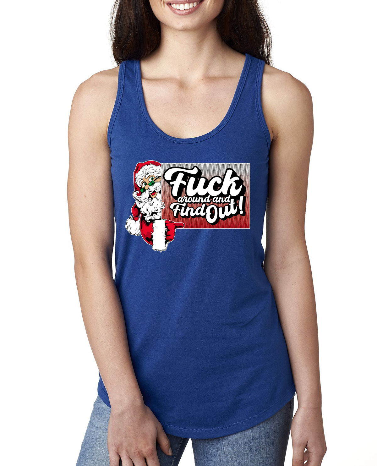 Camiseta sin mangas F Around And Find Out Santa Sign Damas Racerback - Imagen 7 de 12