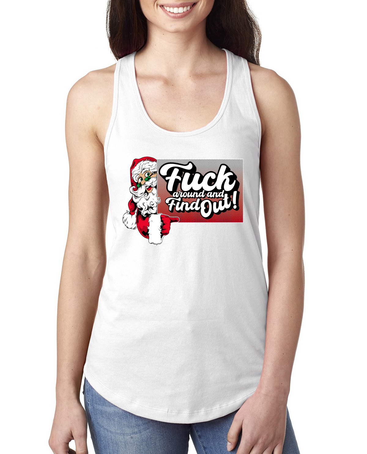 Camiseta sin mangas F Around And Find Out Santa Sign Damas Racerback - Imagen 8 de 12