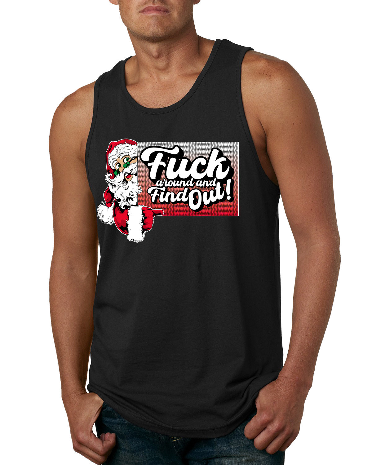 F Around And Find Out Santa Sign Men Tank Top - Picture 2 of 8