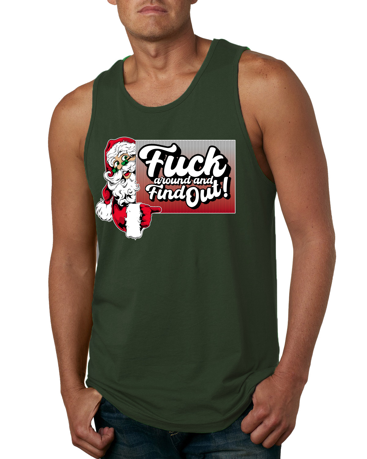 F Around And Find Out Santa Sign Men Tank Top - Picture 3 of 8