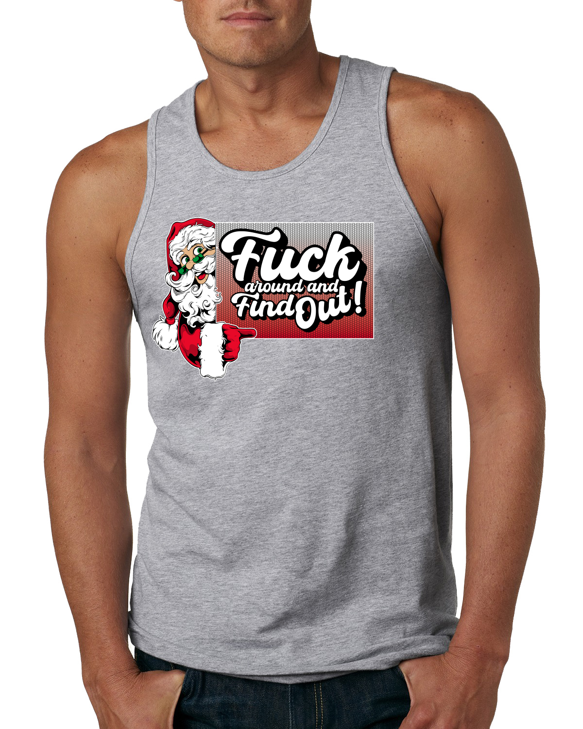F Around And Find Out Santa Sign Men Tank Top - Picture 4 of 8