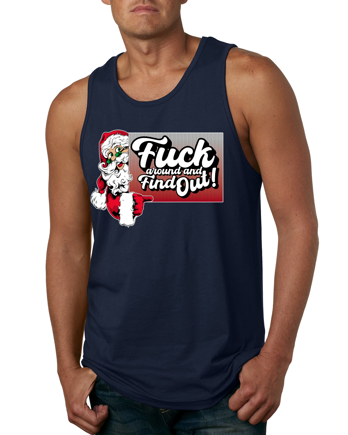 F Around And Find Out Santa Sign Men Tank Top - Picture 5 of 8