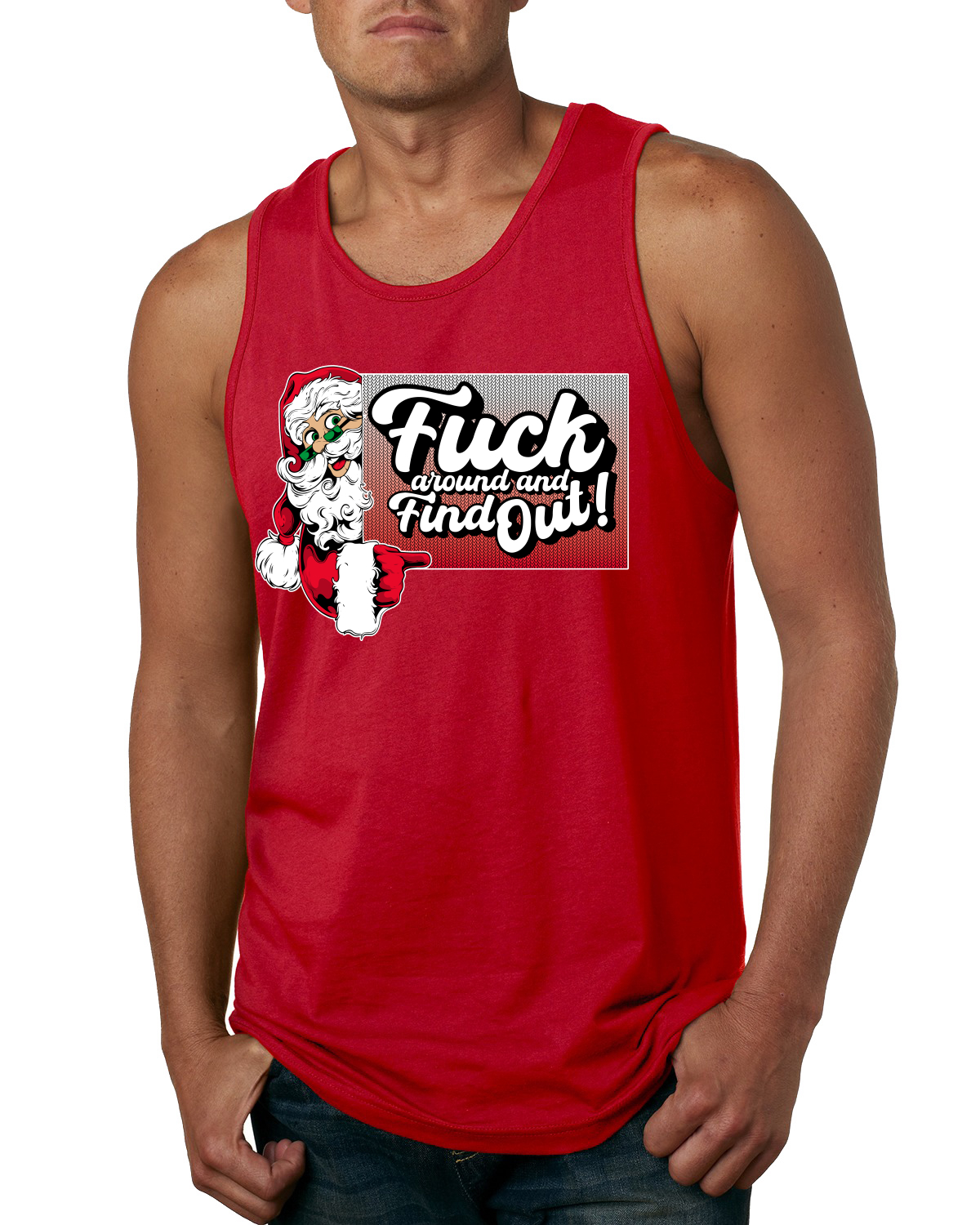 F Around And Find Out Santa Sign Men Tank Top - Picture 6 of 8